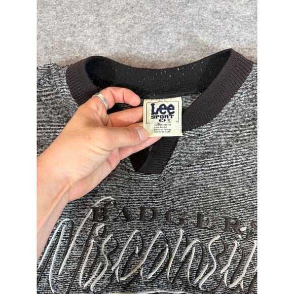 VINTAGE 90s Lee Sport Wisconsin Badgers Sweatshirt Men Medium Gray NCAA Football - Picture 6 of 6